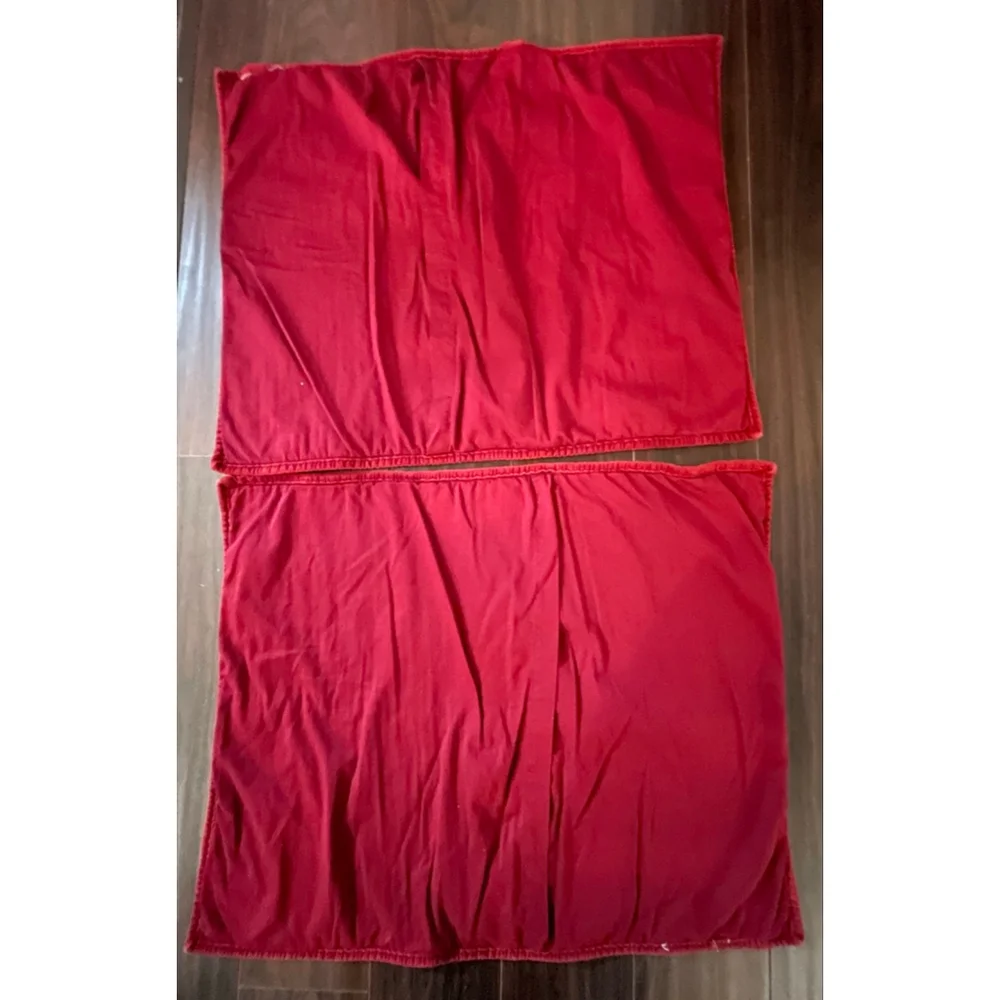 Pottery Barn Red Quilted Cotton Pillow Shams Standard 26x20 Set of 2